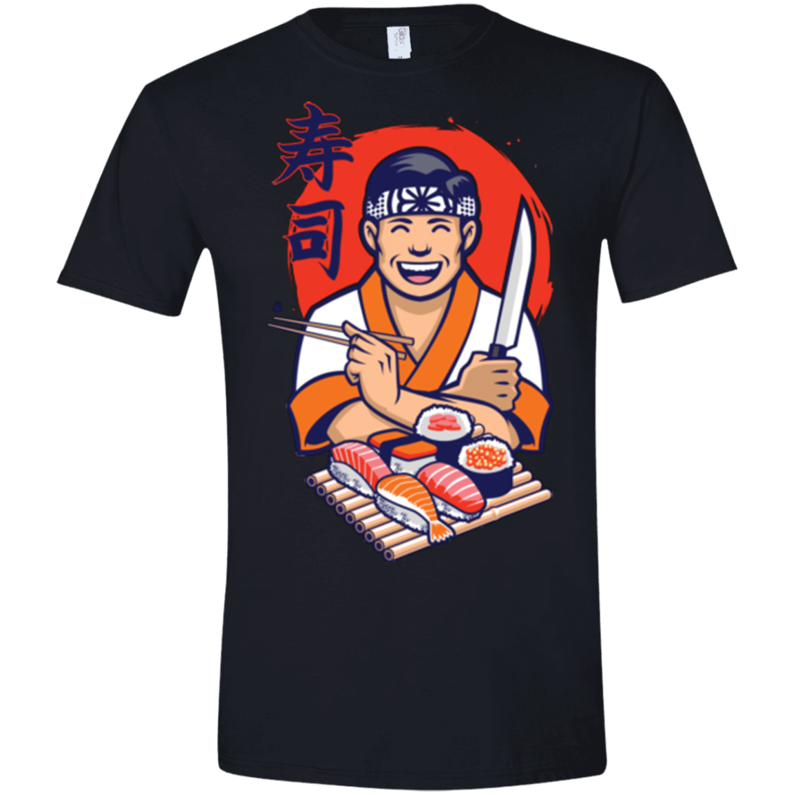 T-Shirts Black / X-Small DANIEL SAN SUSHI Men's Semi-Fitted Softstyle