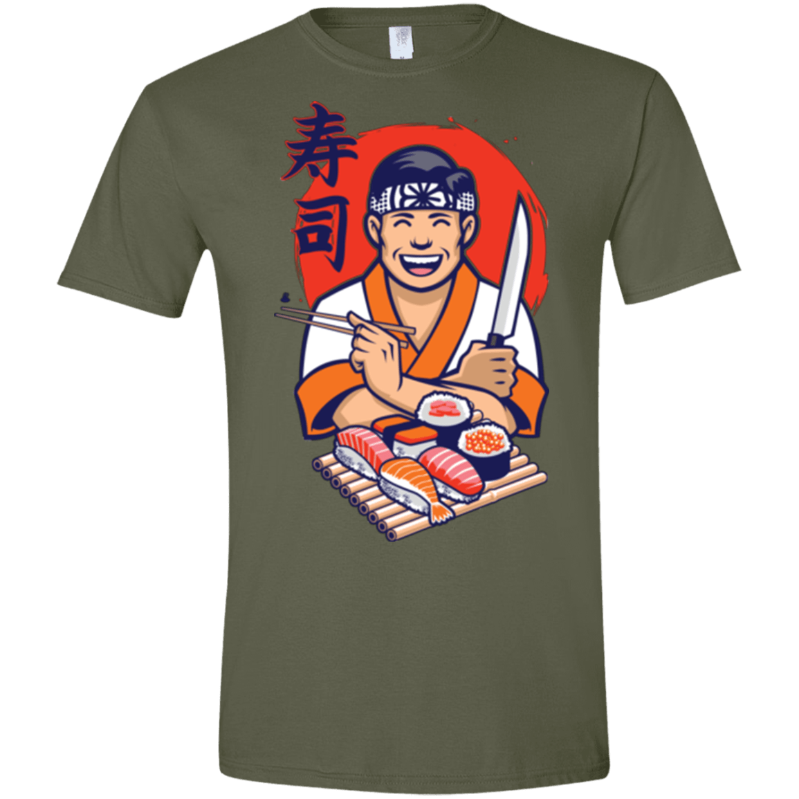 T-Shirts Military Green / S DANIEL SAN SUSHI Men's Semi-Fitted Softstyle
