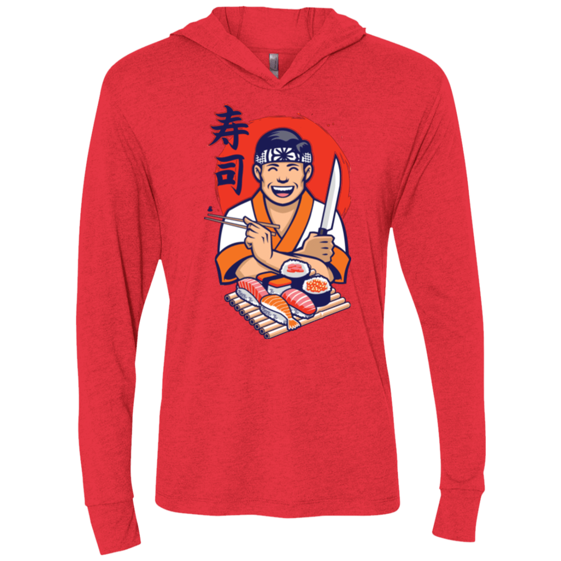 T-Shirts Vintage Red / X-Small DANIEL SAN SUSHI Triblend Long Sleeve Hoodie Tee