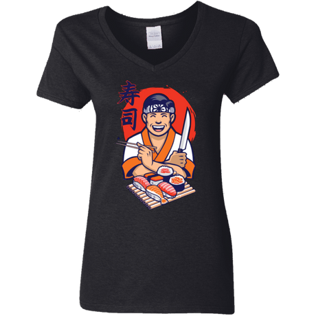 T-Shirts Black / S DANIEL SAN SUSHI Women's V-Neck T-Shirt