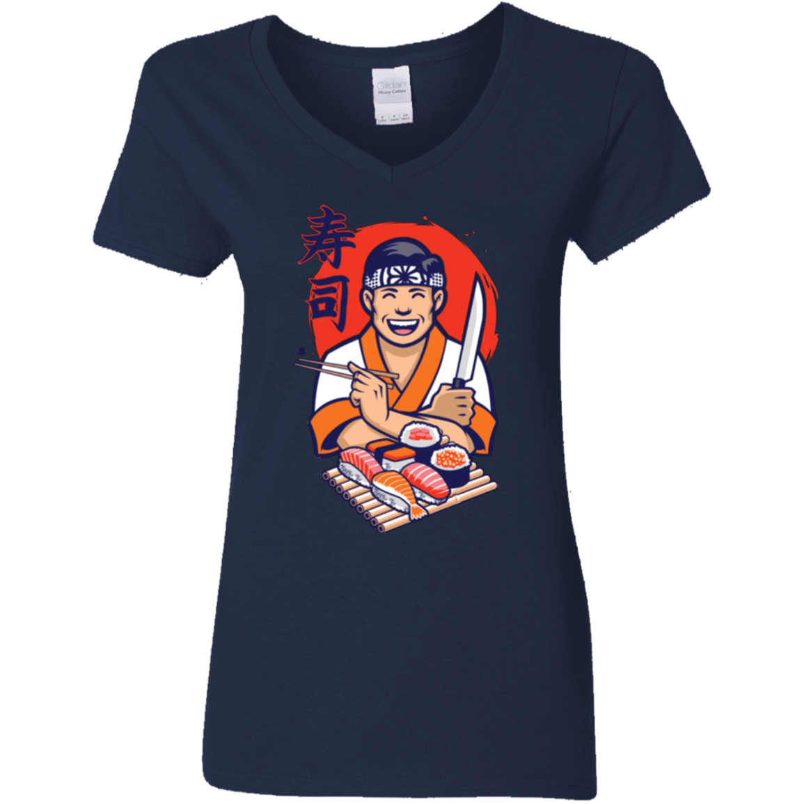 T-Shirts Navy / S DANIEL SAN SUSHI Women's V-Neck T-Shirt