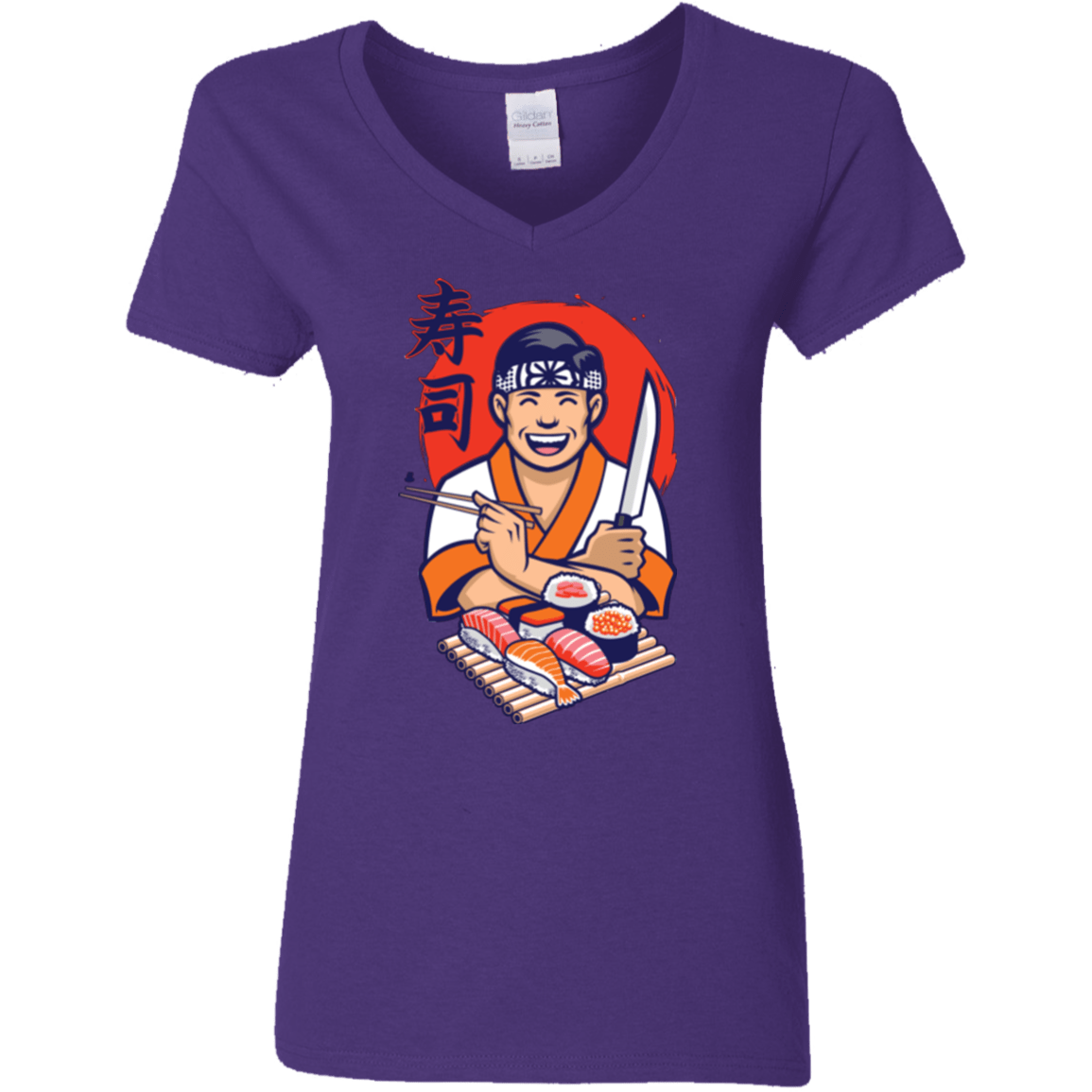 T-Shirts Purple / S DANIEL SAN SUSHI Women's V-Neck T-Shirt