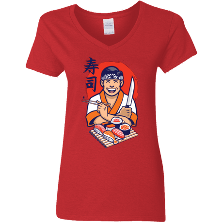 T-Shirts Red / S DANIEL SAN SUSHI Women's V-Neck T-Shirt