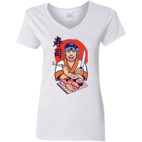 T-Shirts White / S DANIEL SAN SUSHI Women's V-Neck T-Shirt