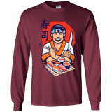 T-Shirts Maroon / YS DANIEL SAN SUSHI Youth Long Sleeve T-Shirt