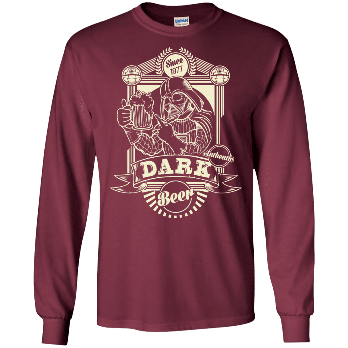 T-Shirts Maroon / S Dark Beer Men's Long Sleeve T-Shirt