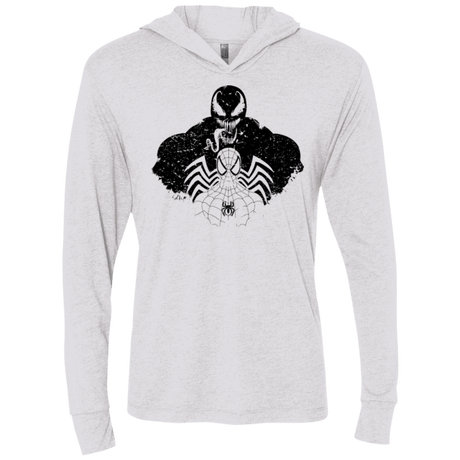 T-Shirts Heather White / X-Small Dark Spider Shadow Triblend Long Sleeve Hoodie Tee