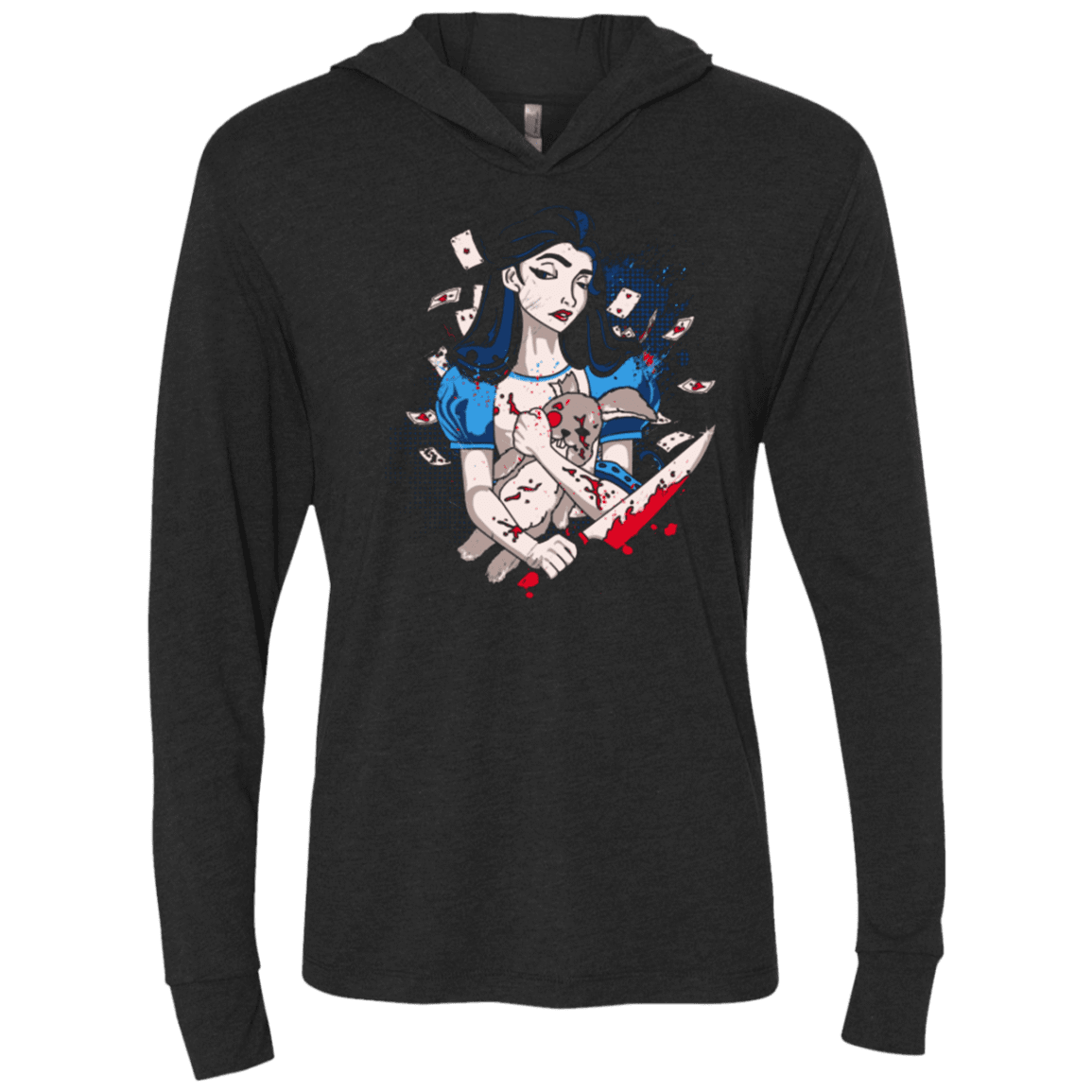 T-Shirts Vintage Black / X-Small Dark Wonderland Triblend Long Sleeve Hoodie Tee