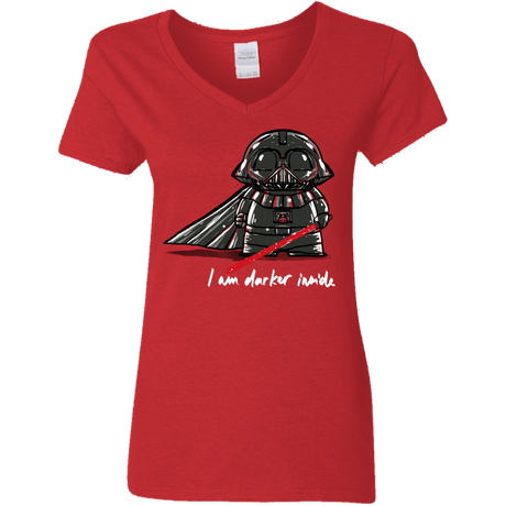 T-Shirts Red / S Darker Inside Women's V-Neck T-Shirt