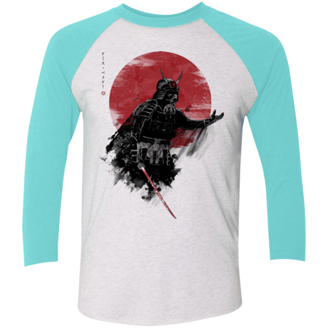 T-Shirts Heather White/Tahiti Blue / X-Small Darth Samurai Men's Triblend 3/4 Sleeve