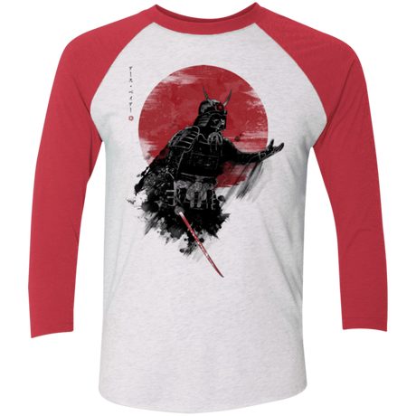 T-Shirts Heather White/Vintage Red / X-Small Darth Samurai Men's Triblend 3/4 Sleeve