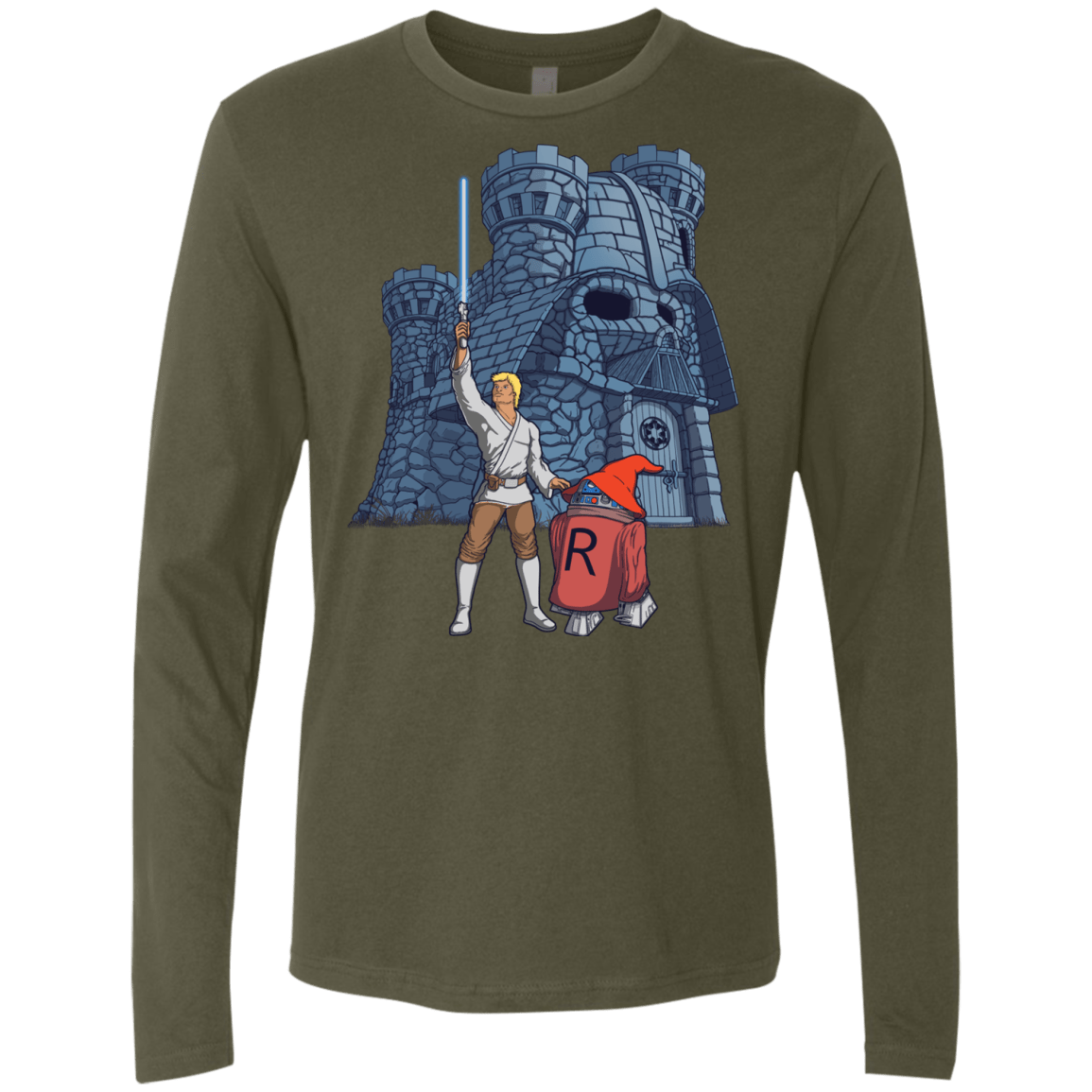 T-Shirts Military Green / S Darthskull Castle Men's Premium Long Sleeve