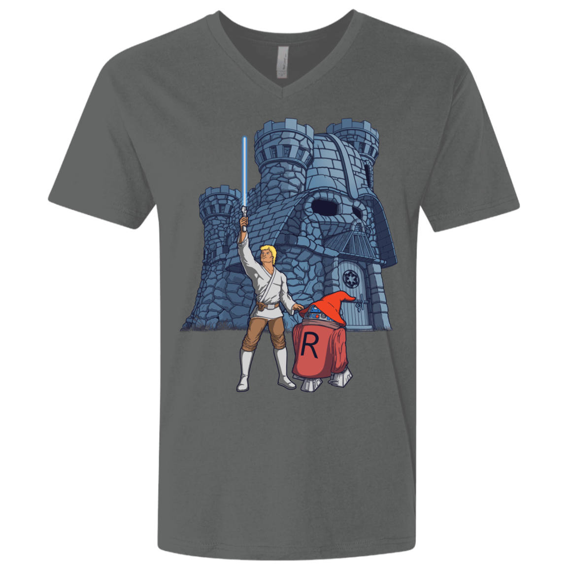 T-Shirts Heavy Metal / X-Small Darthskull Castle Men's Premium V-Neck