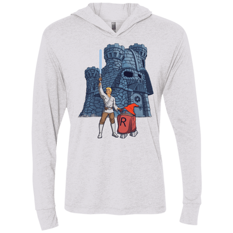 T-Shirts Heather White / X-Small Darthskull Castle Triblend Long Sleeve Hoodie Tee