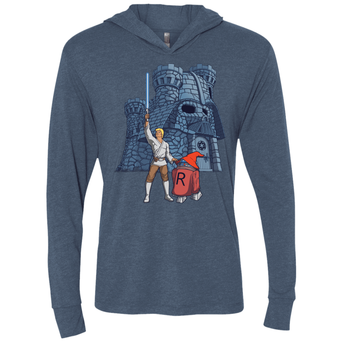 T-Shirts Indigo / X-Small Darthskull Castle Triblend Long Sleeve Hoodie Tee