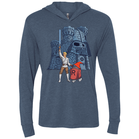 T-Shirts Indigo / X-Small Darthskull Castle Triblend Long Sleeve Hoodie Tee