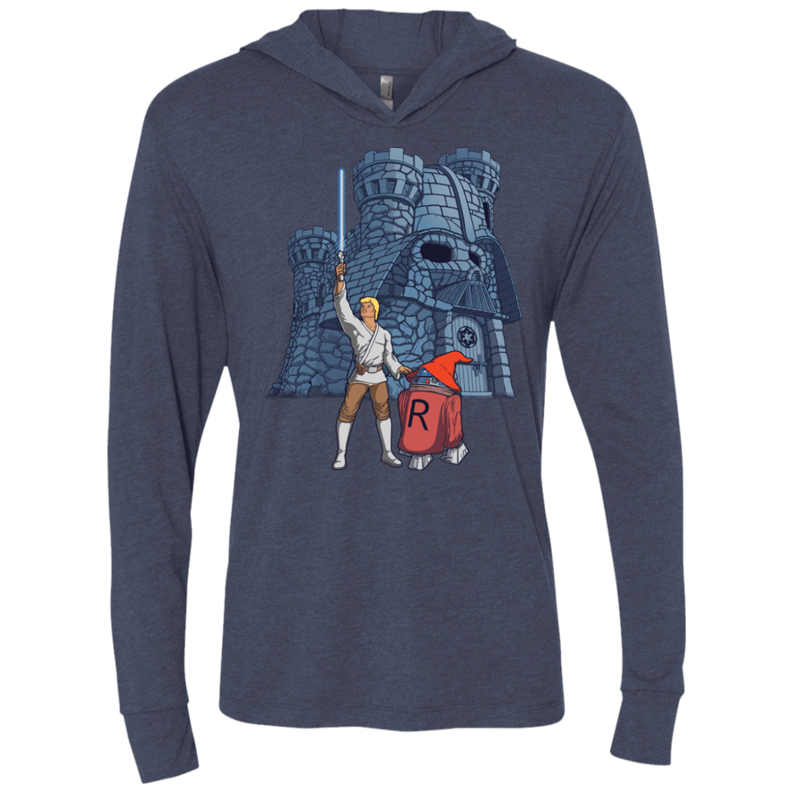 T-Shirts Vintage Navy / X-Small Darthskull Castle Triblend Long Sleeve Hoodie Tee