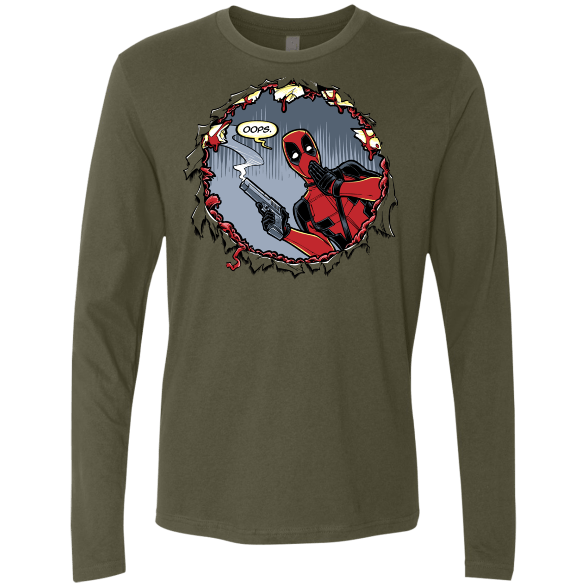 T-Shirts Military Green / S Deadpool 007 Men's Premium Long Sleeve