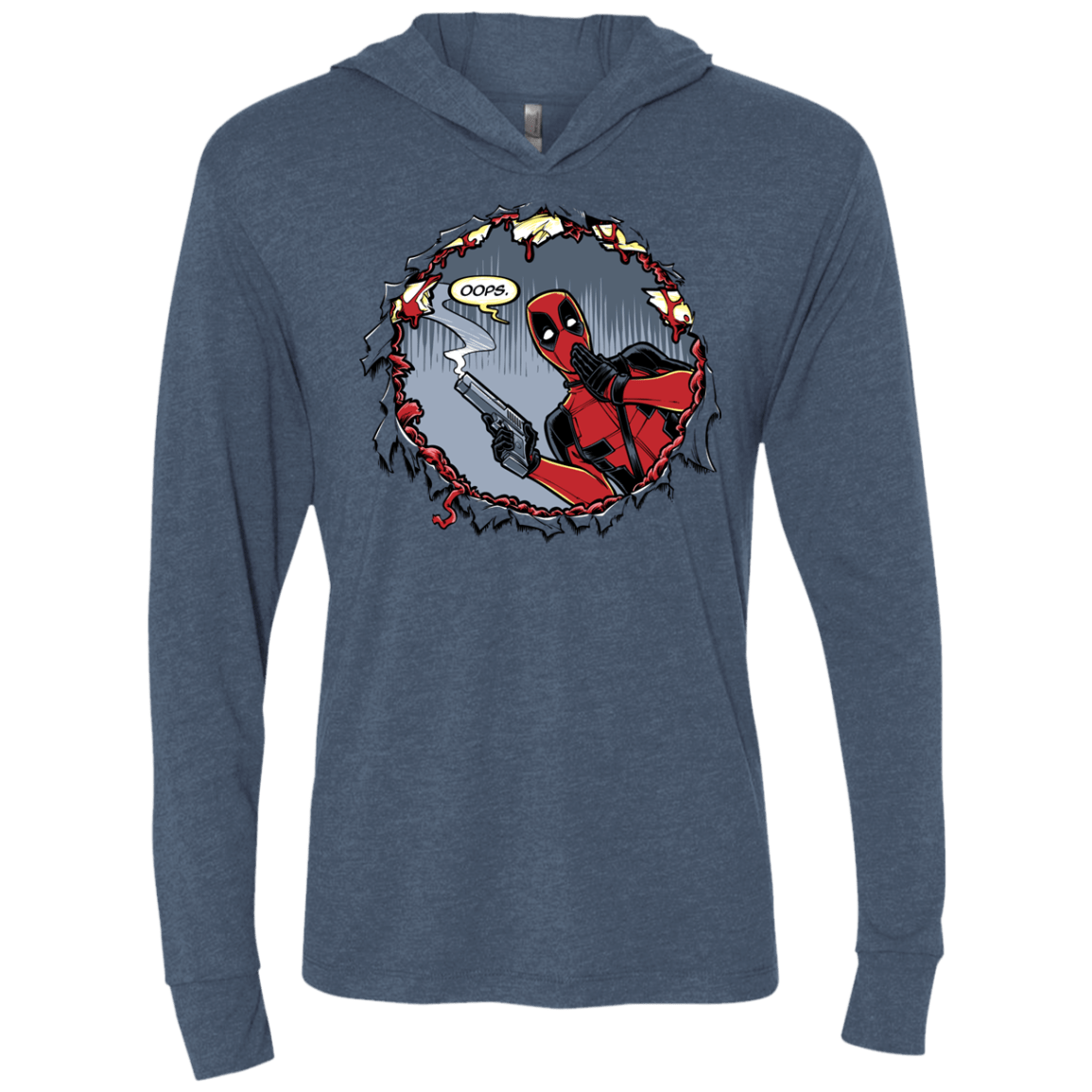 T-Shirts Indigo / X-Small Deadpool 007 Triblend Long Sleeve Hoodie Tee