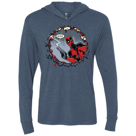 T-Shirts Indigo / X-Small Deadpool 007 Triblend Long Sleeve Hoodie Tee