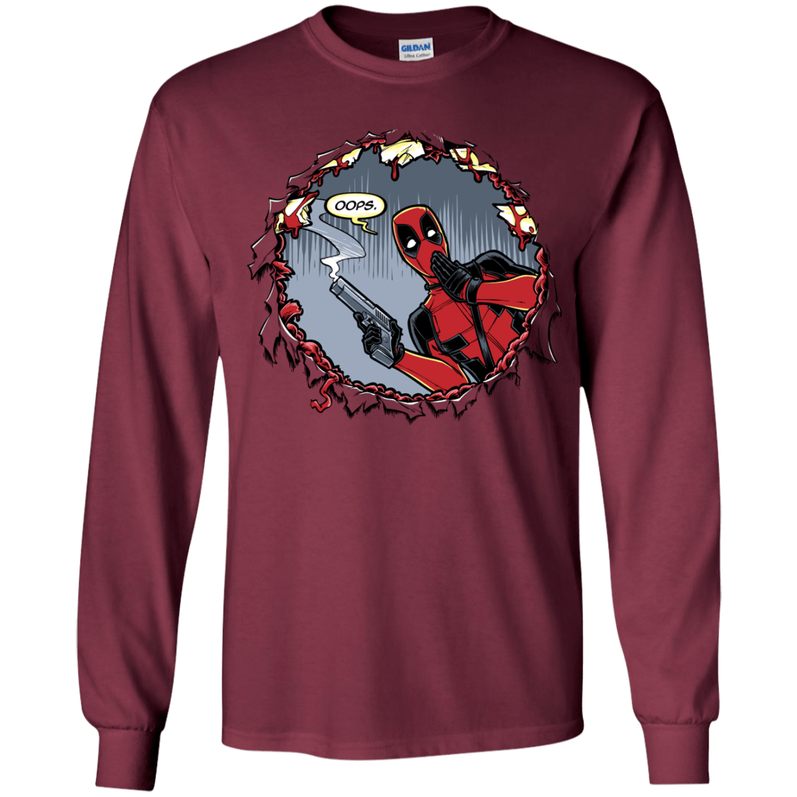T-Shirts Maroon / YS Deadpool 007 Youth Long Sleeve T-Shirt