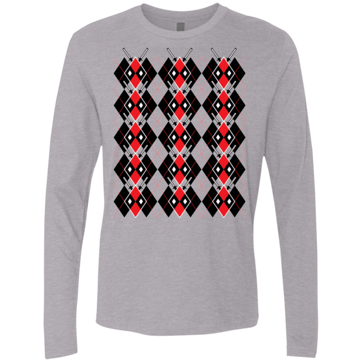 T-Shirts Heather Grey / Small Deadpool Argyle Men's Premium Long Sleeve