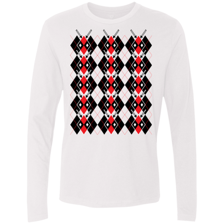 T-Shirts White / Small Deadpool Argyle Men's Premium Long Sleeve