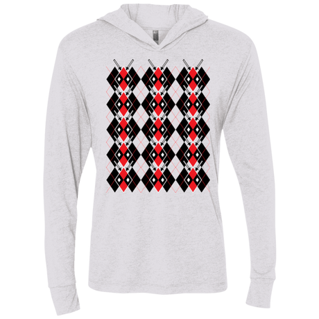 T-Shirts Heather White / X-Small Deadpool Argyle Triblend Long Sleeve Hoodie Tee
