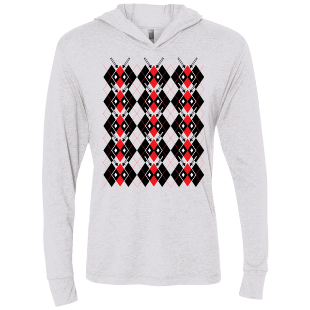 T-Shirts Heather White / X-Small Deadpool Argyle Triblend Long Sleeve Hoodie Tee