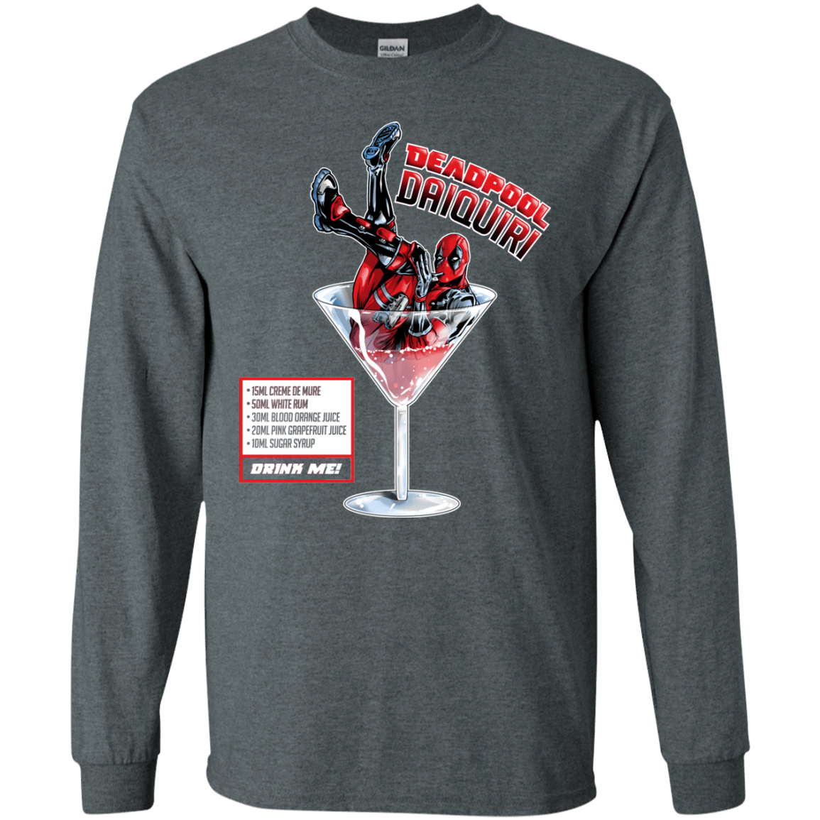 T-Shirts Dark Heather / S Deadpool Daiquiri Men's Long Sleeve T-Shirt