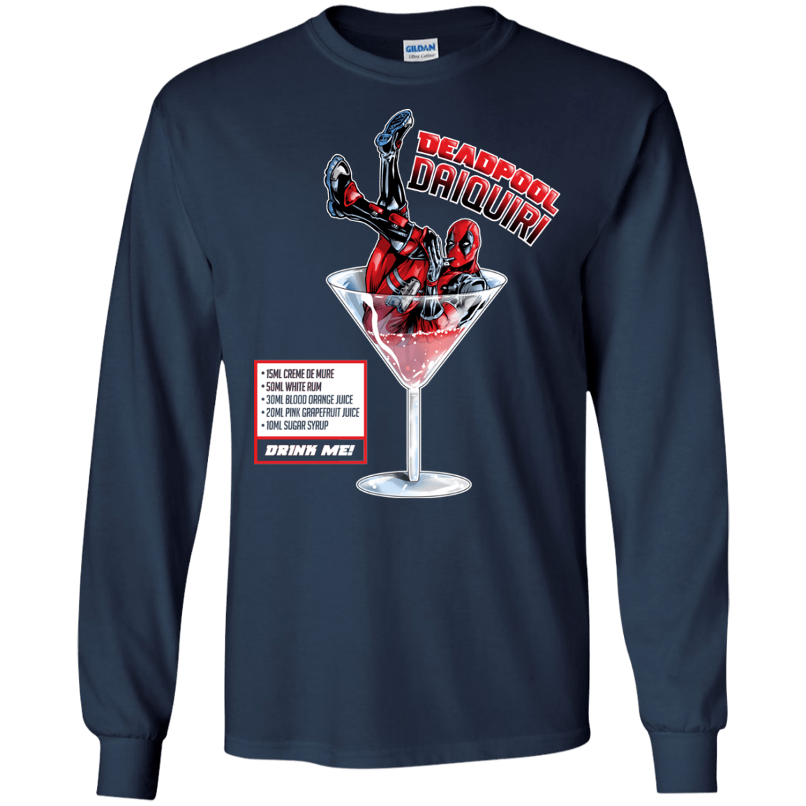 T-Shirts Navy / S Deadpool Daiquiri Men's Long Sleeve T-Shirt
