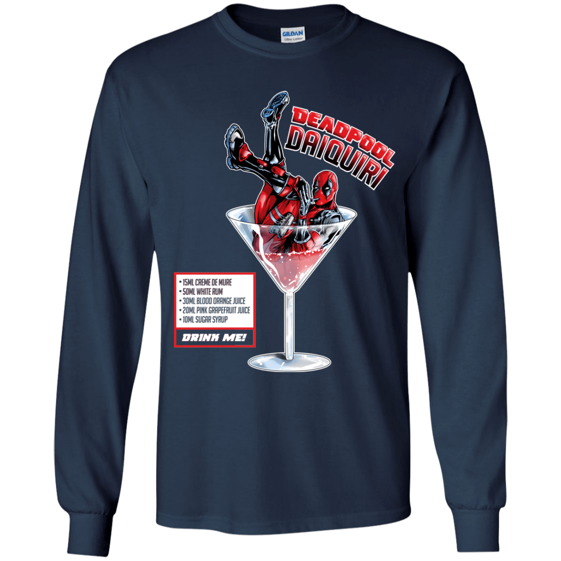 T-Shirts Navy / YS Deadpool Daiquiri Youth Long Sleeve T-Shirt