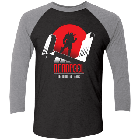 T-Shirts Vintage Black/Premium Heather / X-Small Deadpool Men's Triblend 3/4 Sleeve