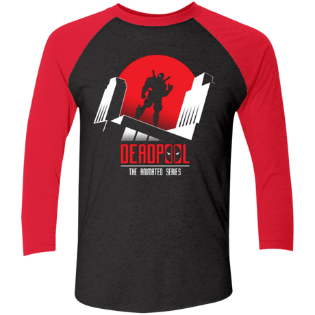 T-Shirts Vintage Black/Vintage Red / X-Small Deadpool Men's Triblend 3/4 Sleeve