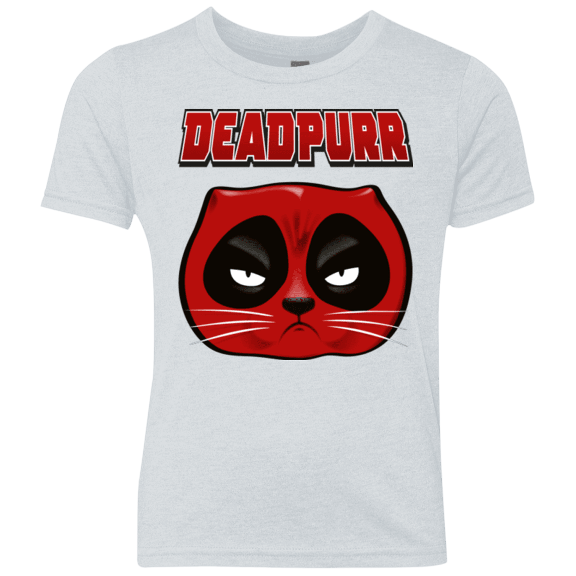 T-Shirts Heather White / YXS Deadpurr2 Youth Triblend T-Shirt