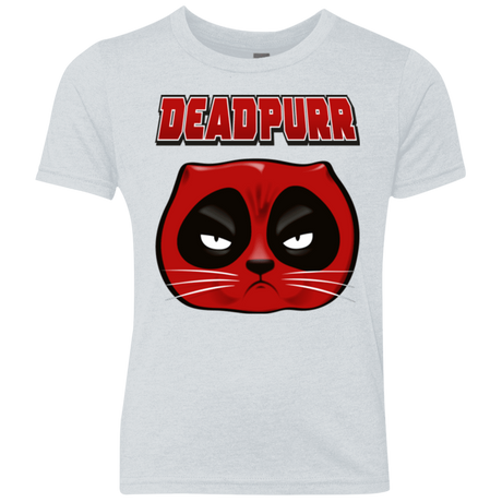 T-Shirts Heather White / YXS Deadpurr2 Youth Triblend T-Shirt