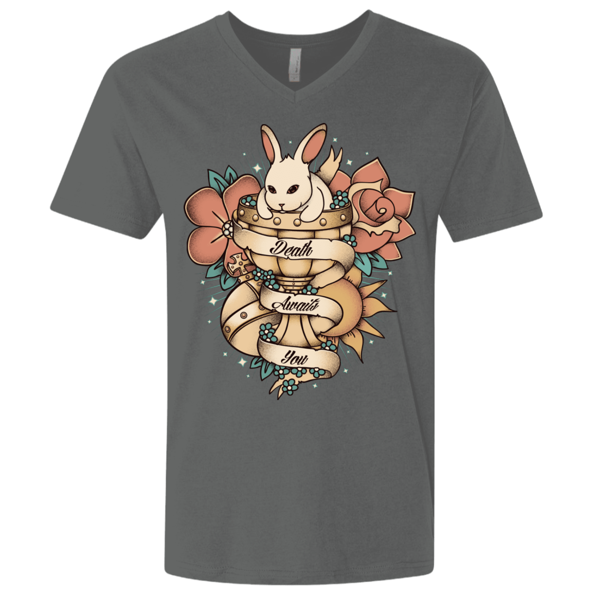 T-Shirts Heavy Metal / X-Small Death Awaits You Men's Premium V-Neck