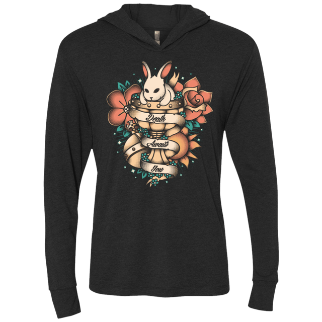 T-Shirts Vintage Black / X-Small Death awaits you Triblend Long Sleeve Hoodie Tee