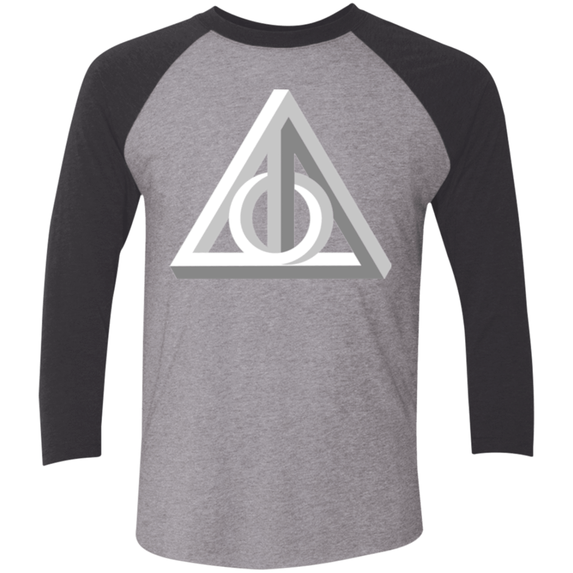 T-Shirts Premium Heather/ Vintage Black / X-Small Deathly Impossible Hallows Men's Triblend 3/4 Sleeve