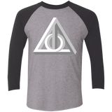 T-Shirts Premium Heather/ Vintage Black / X-Small Deathly Impossible Hallows Men's Triblend 3/4 Sleeve