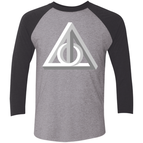 T-Shirts Premium Heather/ Vintage Black / X-Small Deathly Impossible Hallows Men's Triblend 3/4 Sleeve