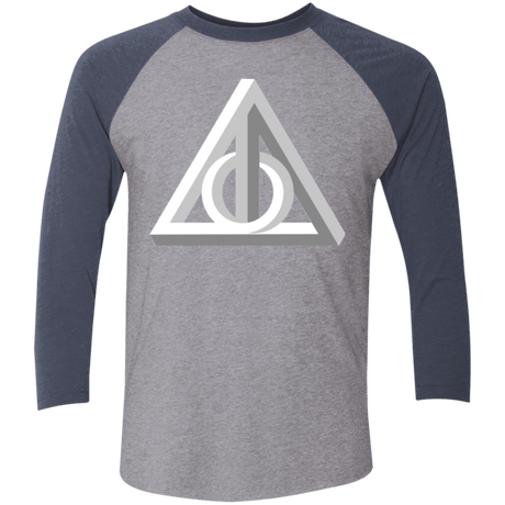 T-Shirts Premium Heather/ Vintage Navy / X-Small Deathly Impossible Hallows Men's Triblend 3/4 Sleeve
