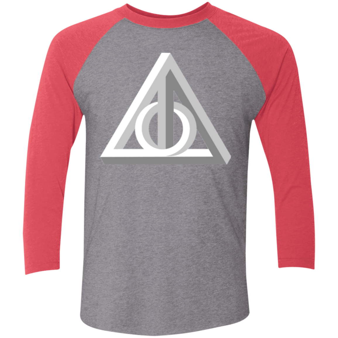 T-Shirts Premium Heather/ Vintage Red / X-Small Deathly Impossible Hallows Men's Triblend 3/4 Sleeve