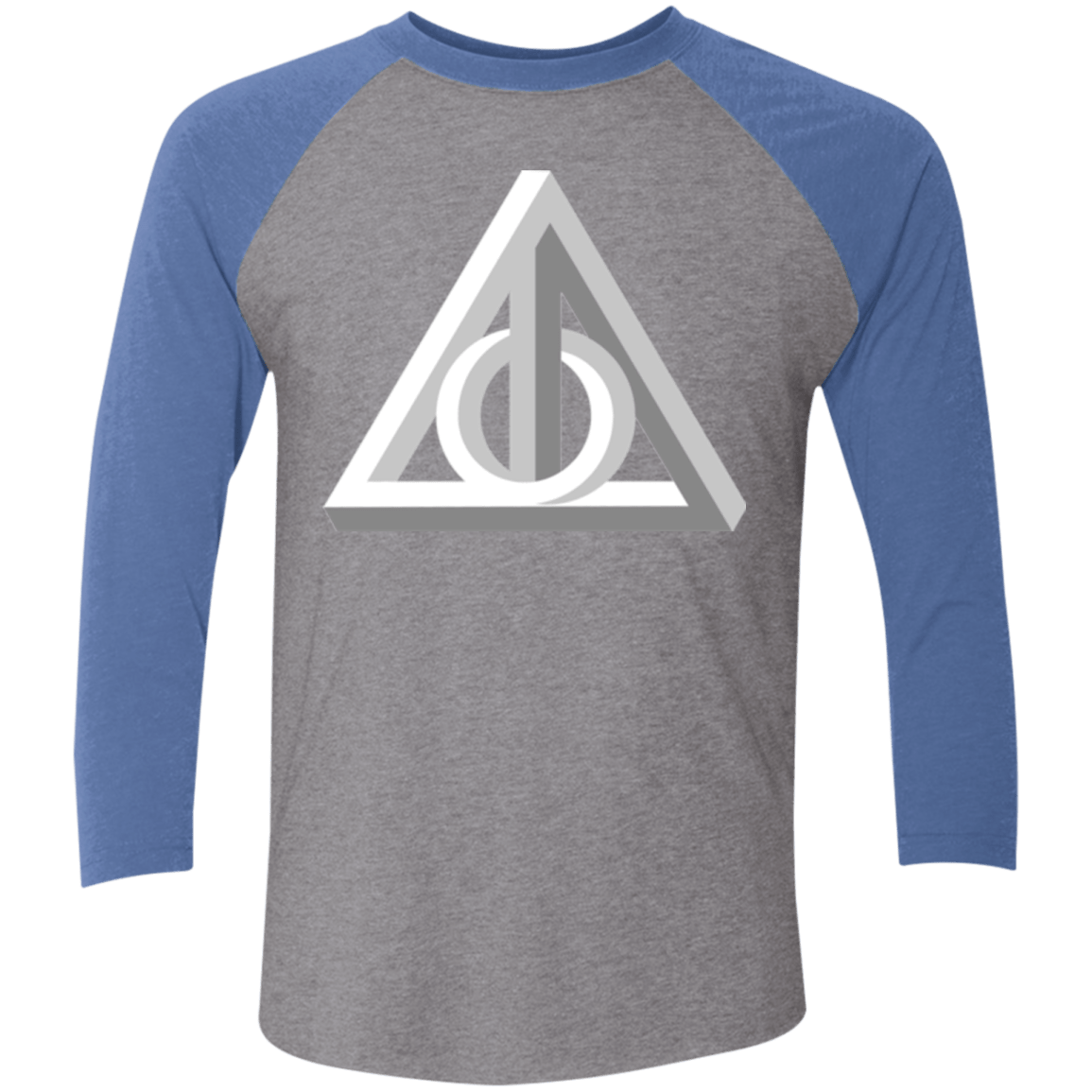 T-Shirts Premium Heather/ Vintage Royal / X-Small Deathly Impossible Hallows Men's Triblend 3/4 Sleeve