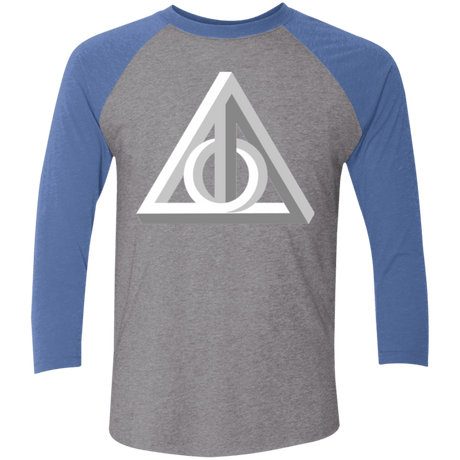 T-Shirts Premium Heather/ Vintage Royal / X-Small Deathly Impossible Hallows Men's Triblend 3/4 Sleeve