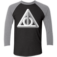 T-Shirts Vintage Black/Premium Heather / X-Small Deathly Impossible Hallows Men's Triblend 3/4 Sleeve