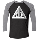 T-Shirts Vintage Black/Premium Heather / X-Small Deathly Impossible Hallows Men's Triblend 3/4 Sleeve