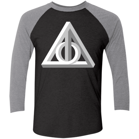 T-Shirts Vintage Black/Premium Heather / X-Small Deathly Impossible Hallows Men's Triblend 3/4 Sleeve
