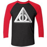 T-Shirts Vintage Black/Vintage Red / X-Small Deathly Impossible Hallows Men's Triblend 3/4 Sleeve