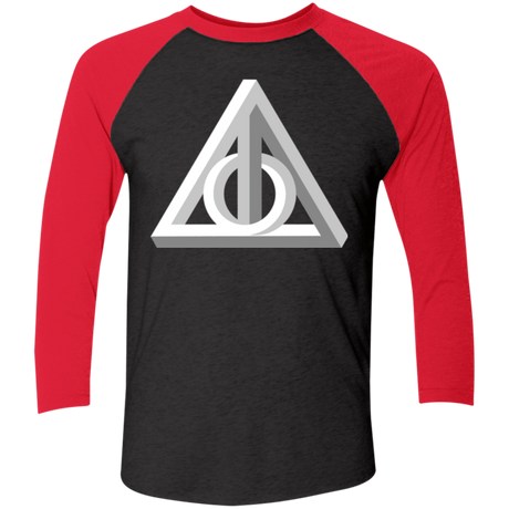 T-Shirts Vintage Black/Vintage Red / X-Small Deathly Impossible Hallows Men's Triblend 3/4 Sleeve